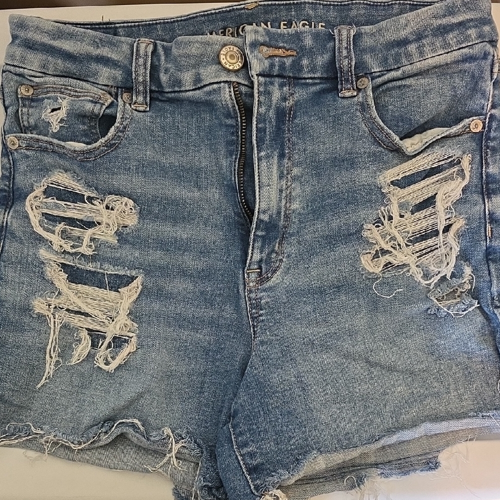 American Eagle Outfitters Light Blue Distressed Jean Shorts